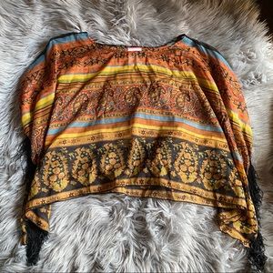 Band of Gypsies Sheer Fringe Poncho